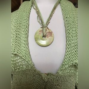 Handmade Stone Ribbon Ties Necklace